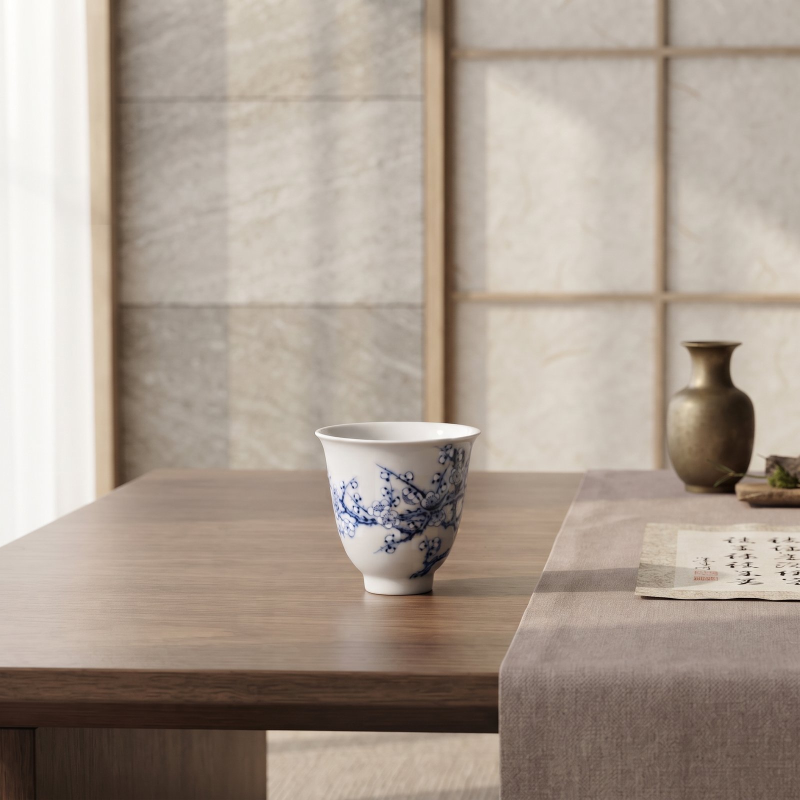 Plum Blossom Underglaze White Bell Cup - Image 4
