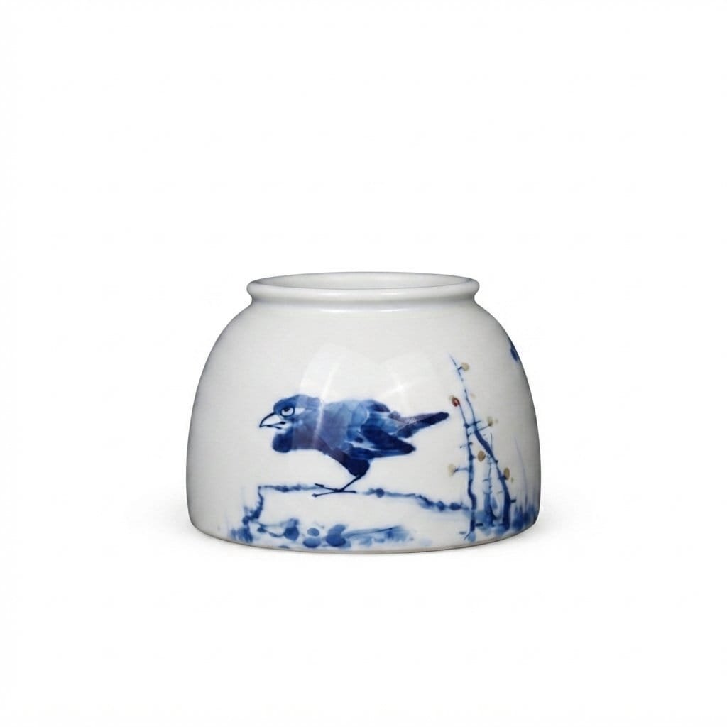 Blue & White Flower and Bird Water Pot - Image 5