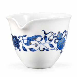Blue and White Double Blessings Gongdao Pitcher with hand-painted gourd and floral motifs