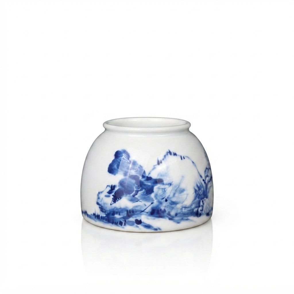 Blue & White Flower and Bird Water Pot