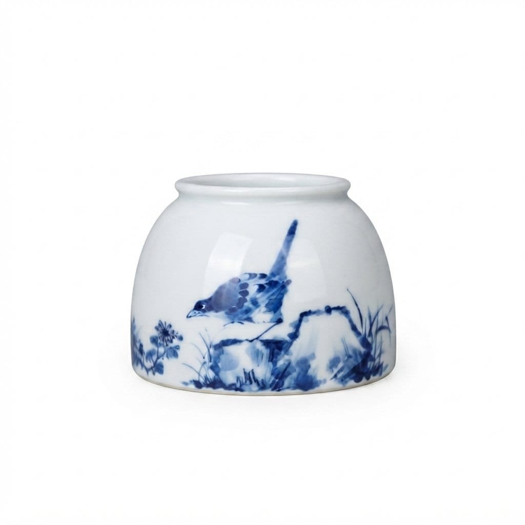 Blue & White Flower and Bird Water Pot - Image 3