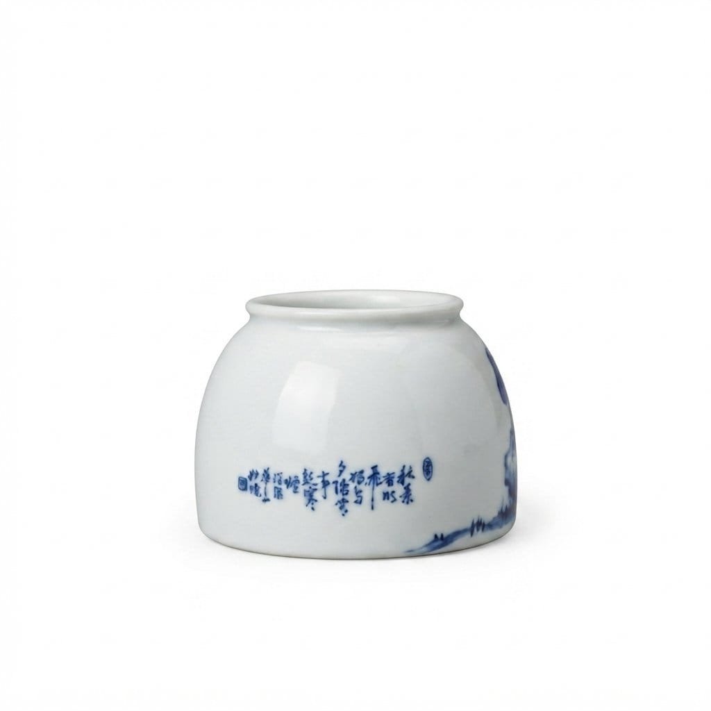 Blue & White Flower and Bird Water Pot - Image 4
