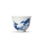 Dual Deer Blue & White Huashen Teacup
