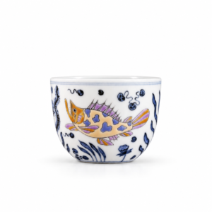 Blue and White Fish Luohan Teacup