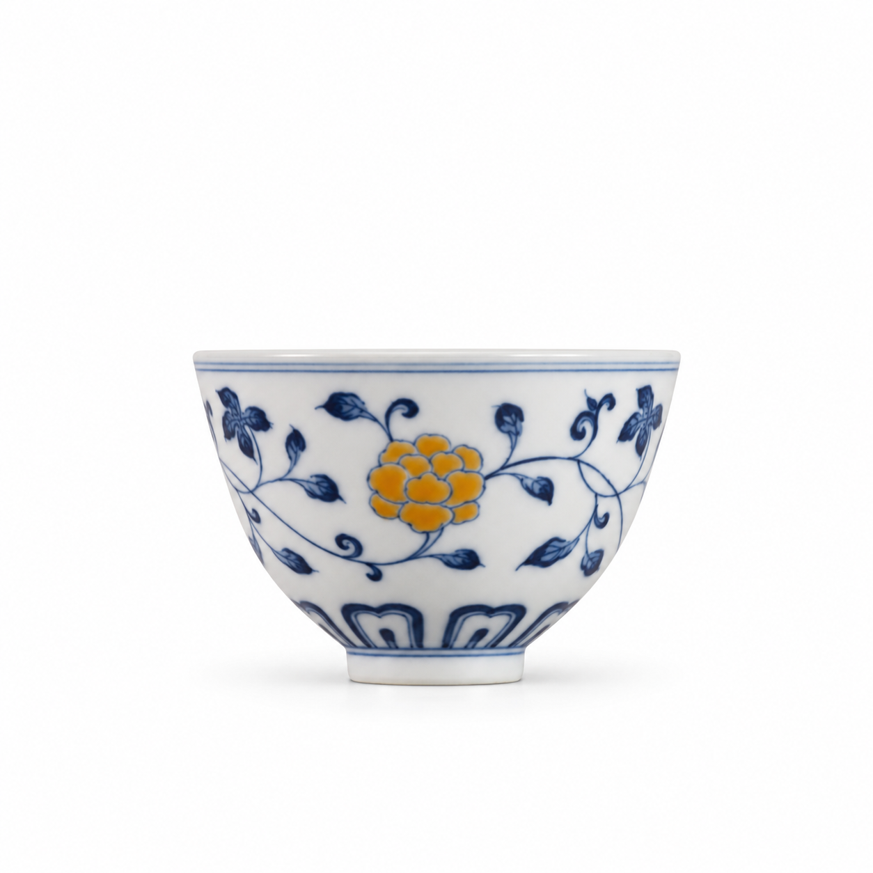 Blue and White Jixin Teacup with Floral Motifs